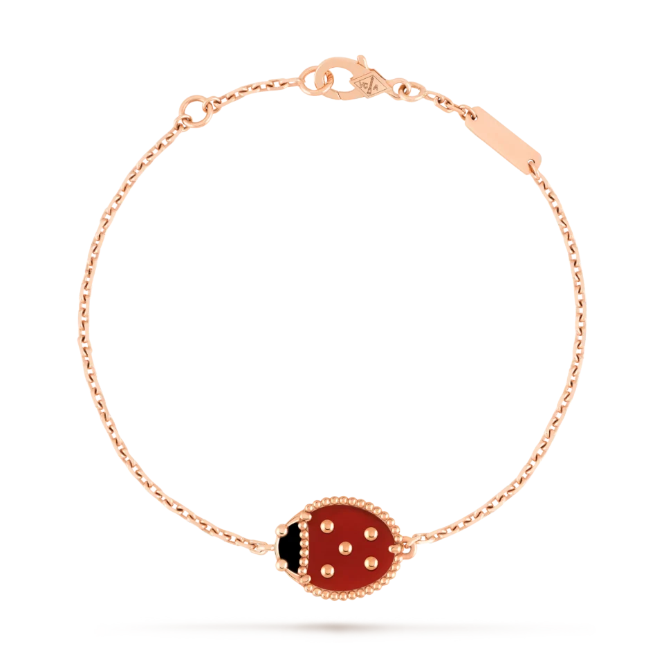 Van Cleef&Arpels Lucky Spring bracelet, closed winged ladybug rose gold, carnelian, onyx