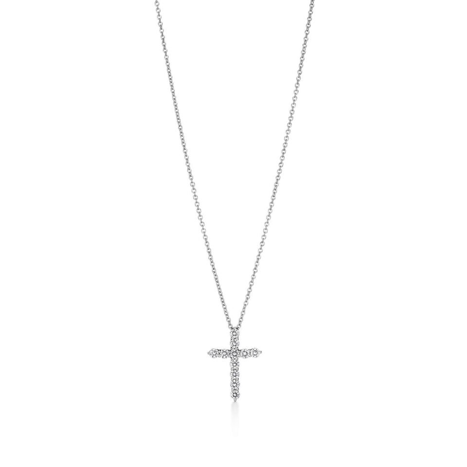Tiffany Luxury Diamond Cross Necklace in Pure Silver S925