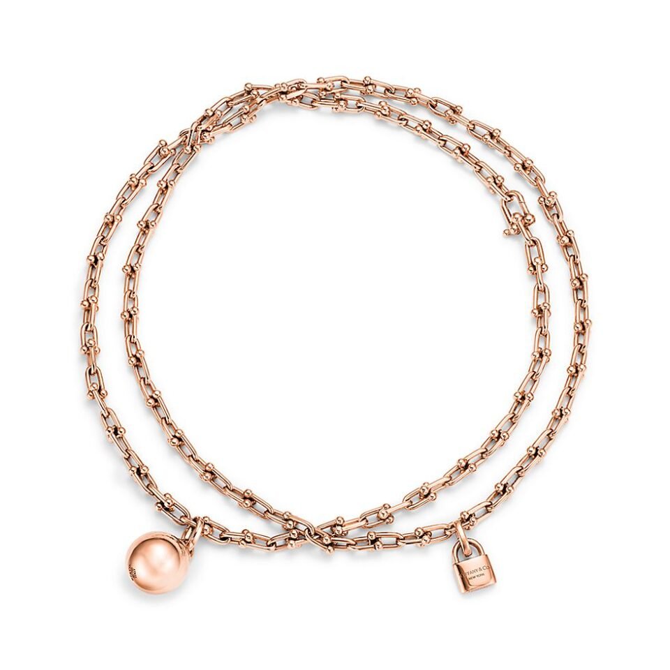 Tiffany HardWear Series Wrapped Chain Link Necklace 18K Rose Gold