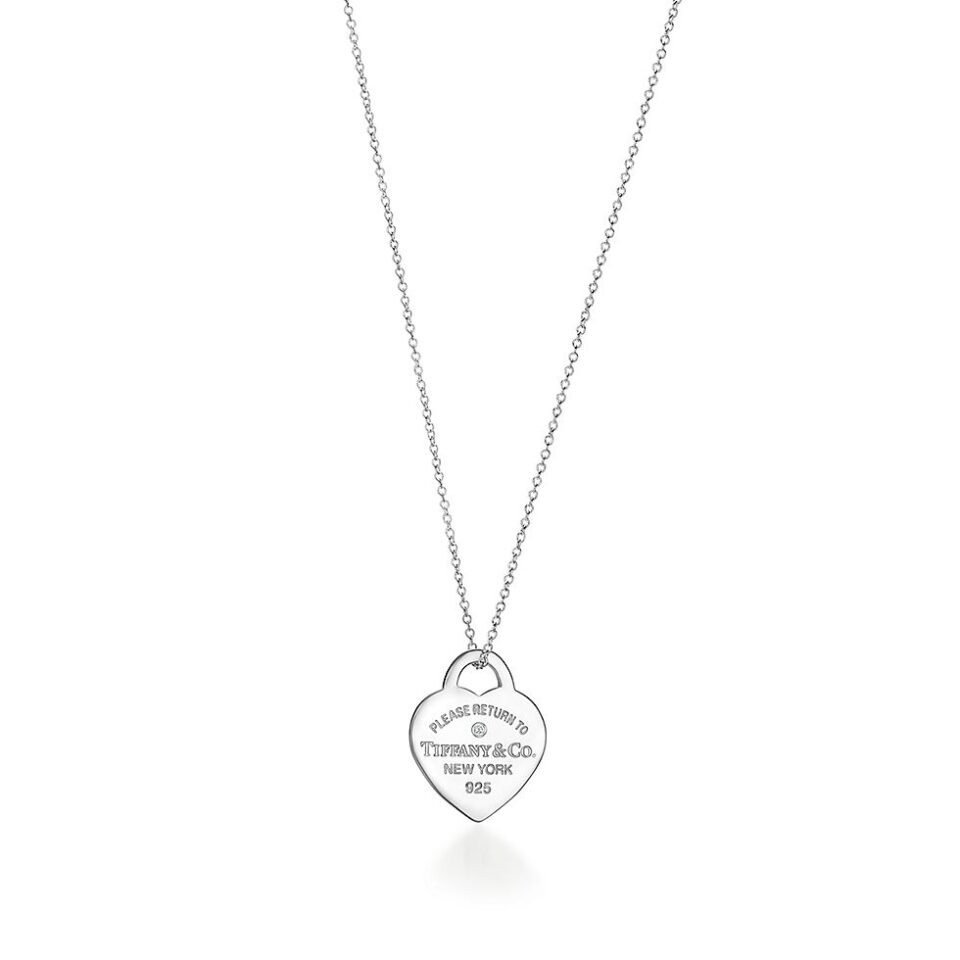 Return to Tiffany ™  Heart Tag necklace in pure silver with diamonds, small size