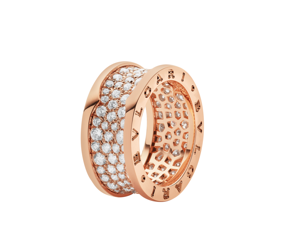 BVLGARI B.zero1 series Rings Rose Gold with Full Diamonds