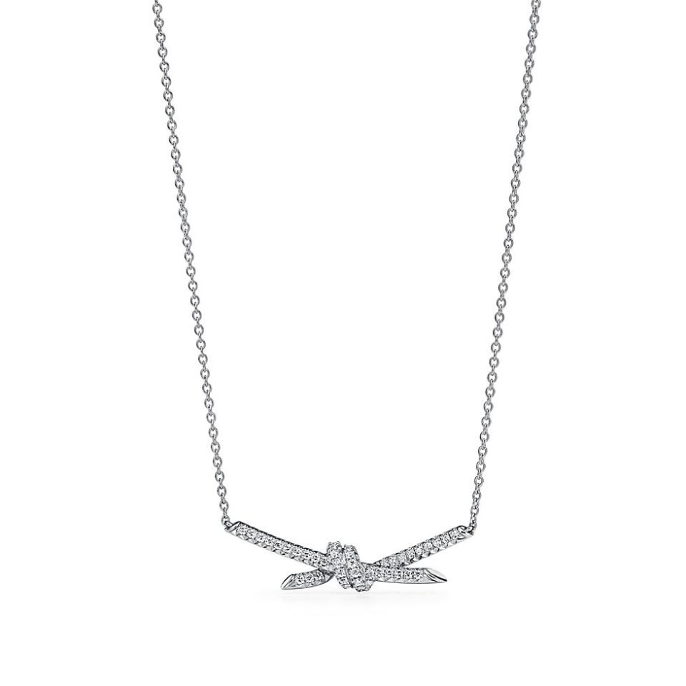 Tiffany Knot series necklace set with diamonds and pure silver S925