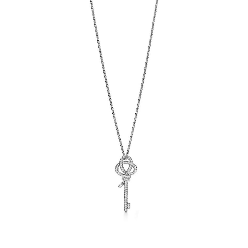 Tiffany Knot series key necklace in pure silver S925 with diamonds