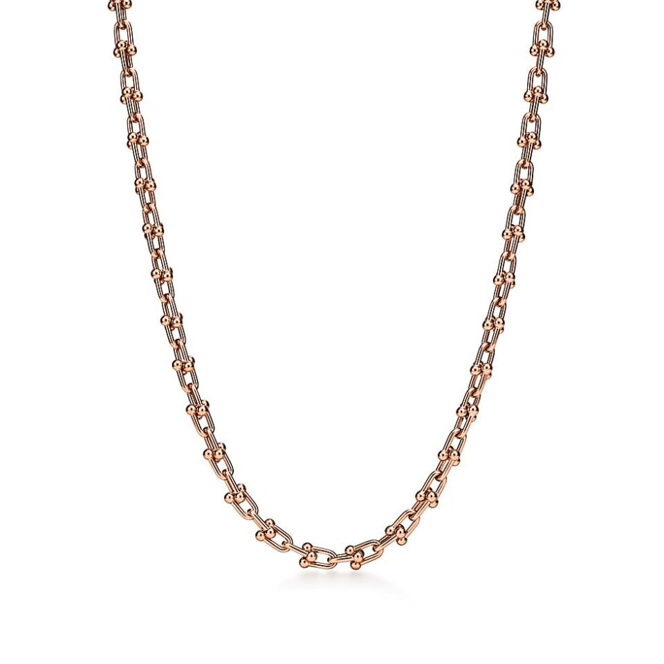 Tiffany HardWear Series Miniature Chain Link Necklace Rose Gold