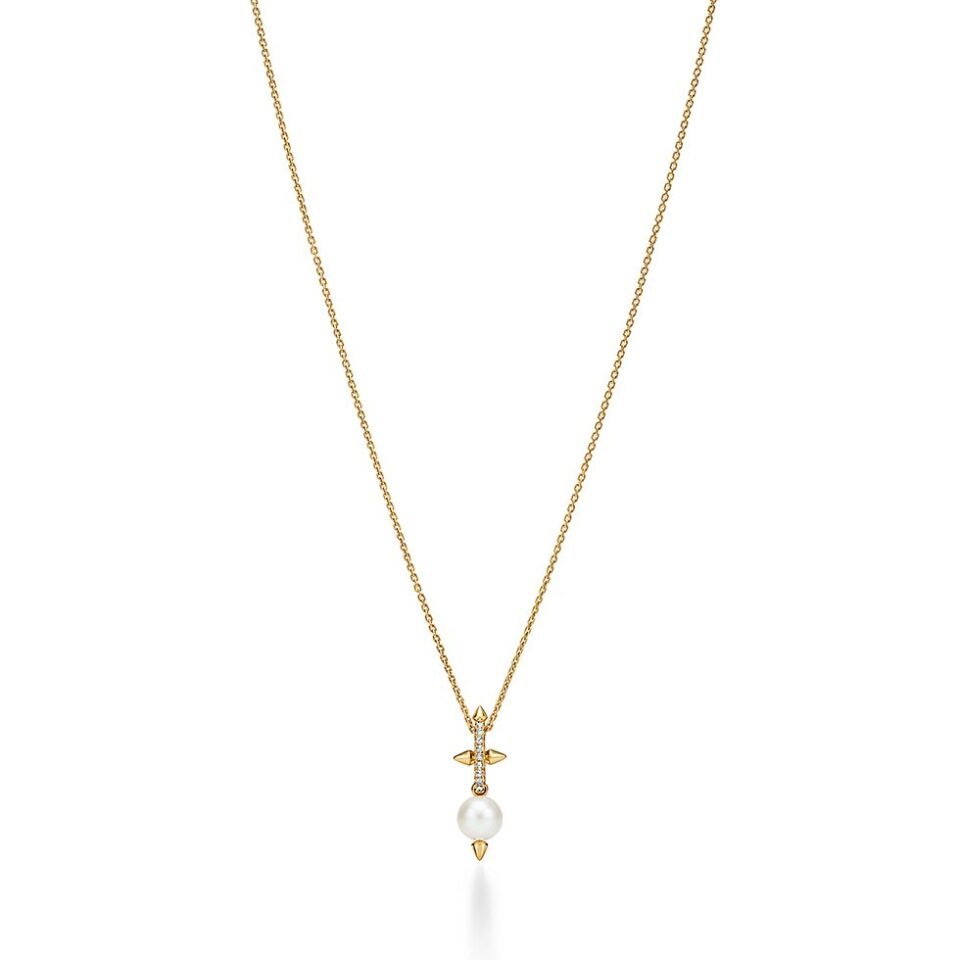 Tiffany Titan by Pharrell Williams series pearl necklace with gold and diamonds