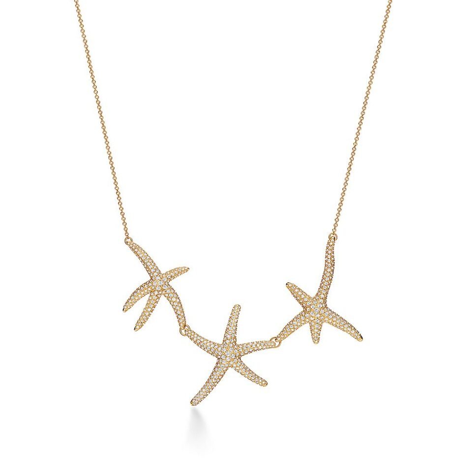 Tiffany Elsa Peretti ®  Series starfish necklace with gold inlay and diamonds