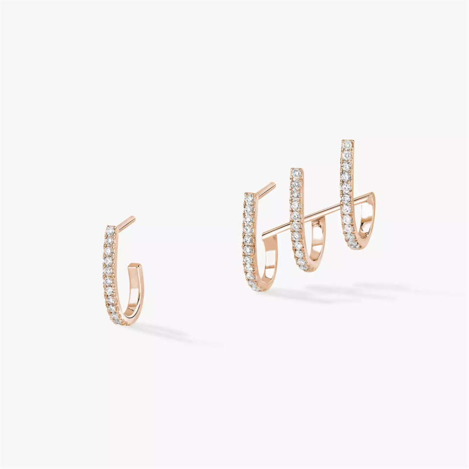 Messika Gatsby Diamond Multi Loop Earrings With Rose Gold