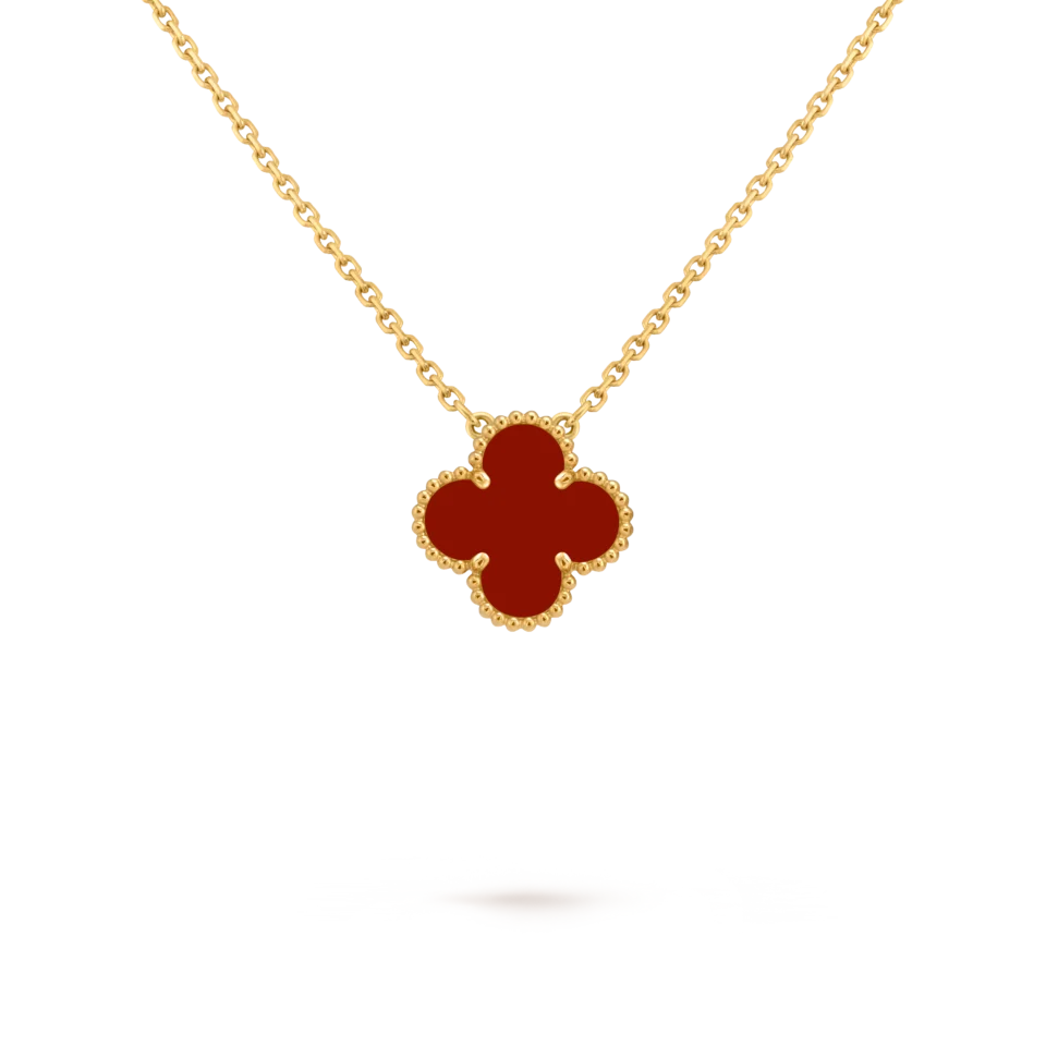 Vintage Four‑Leaf Clover Necklace Gold Beaded Edge Red Agate Malachite Tiger‑Eye Stone Pendant Necklace Women Fine Jewelry