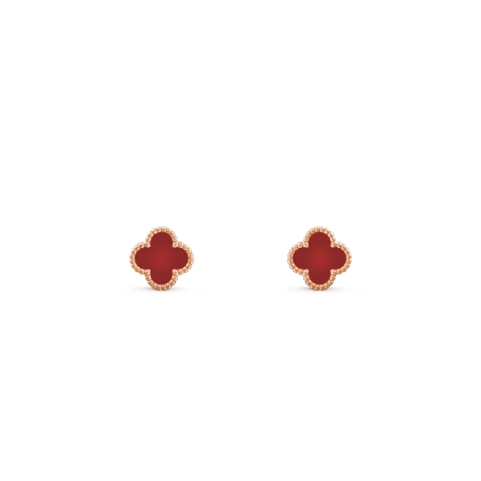 Van Cleef&Arpels Sweet Alhambra earrings in rose gold and carnelian