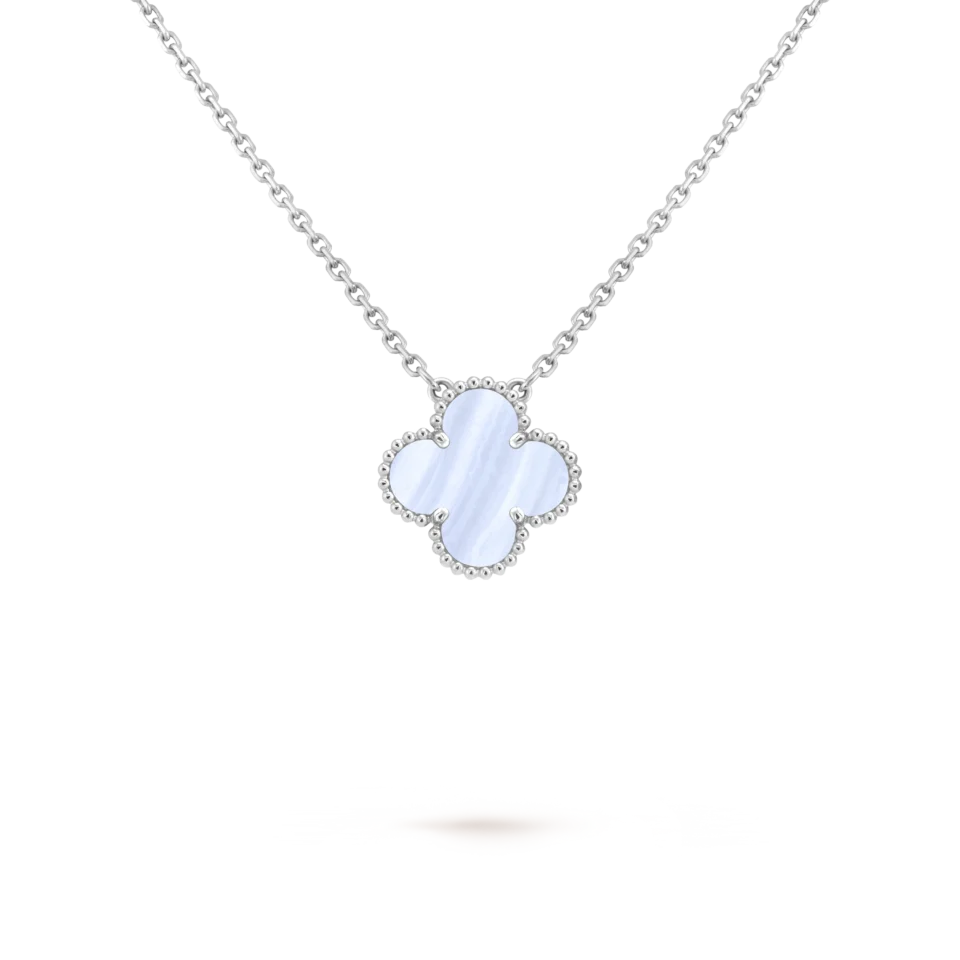 Van Cleef & Arpels Vintage Alhambra pendant necklace made of pure silver S925 chalcedony