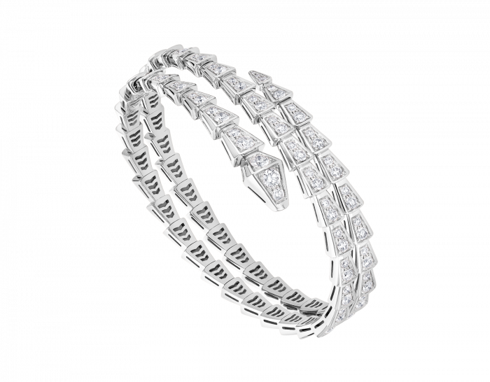 BVLGARI Serpenti Viper Bangles Full Diamond Luxury Silver