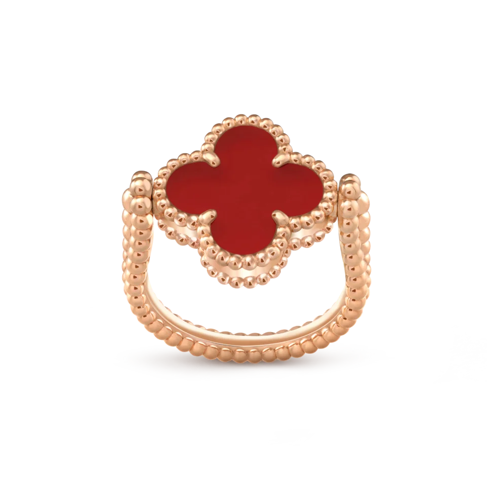 Van Cleef&Arpels Vintage Alhambra Flip Ring Rose Gold, Ruby