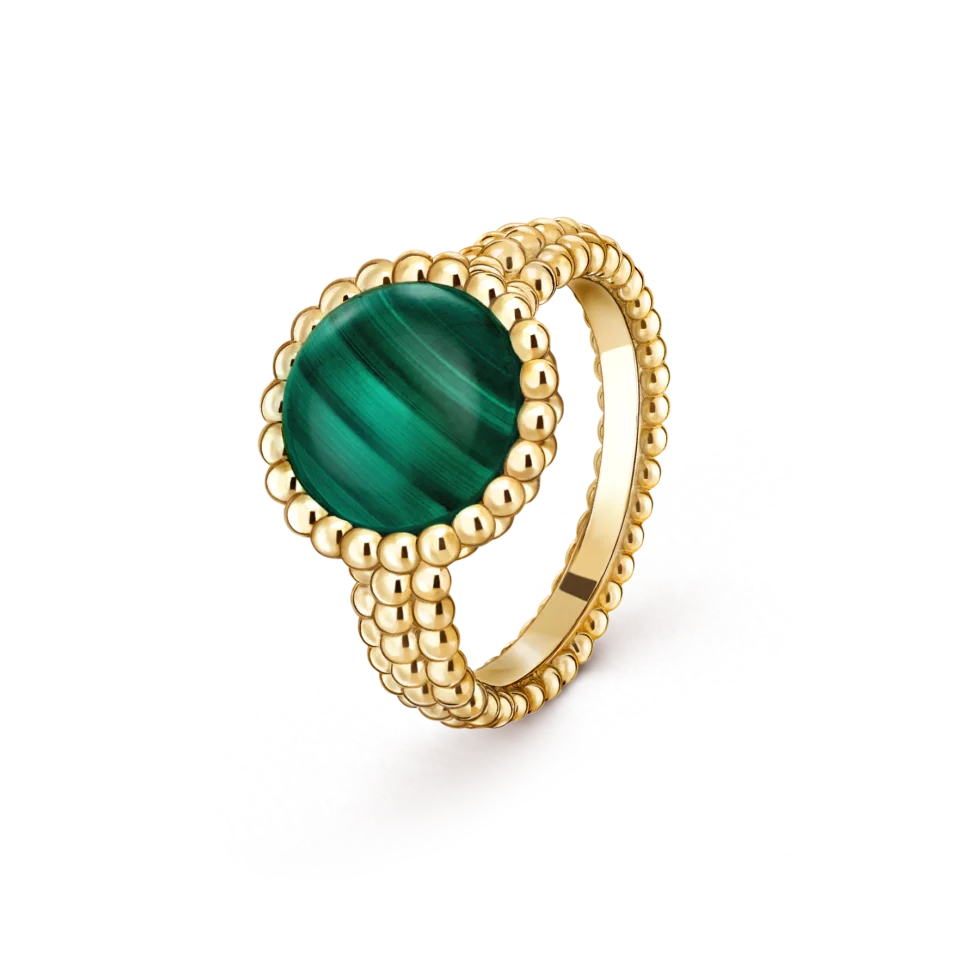 Van Cleef&Arpels Perl é e couriers ring gold, peacock stone