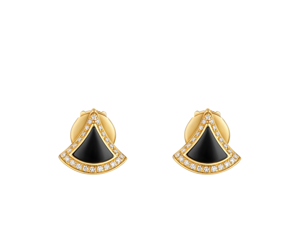 Bvlgari Divas' Dream Series Earrings Gold Black Fan Earrings