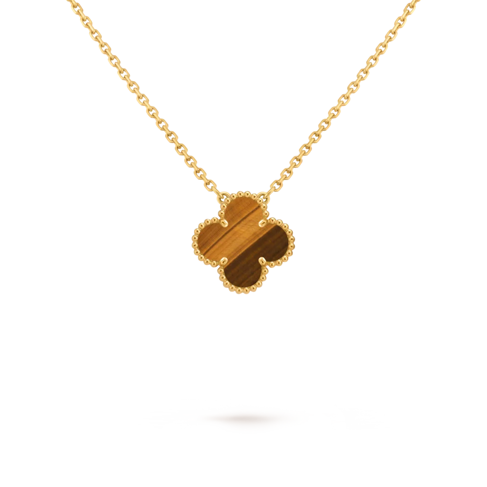 Van Cleef&Arpels Vintage Alhambra Pendant in Gold, Tiger Eye Stone