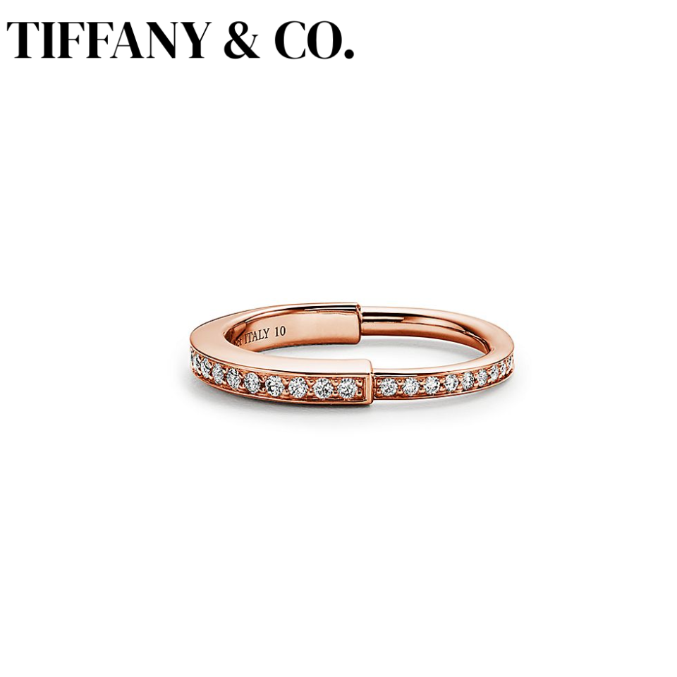 Tiffany Lock Series Rings 18K Rose Gold Full Diamond