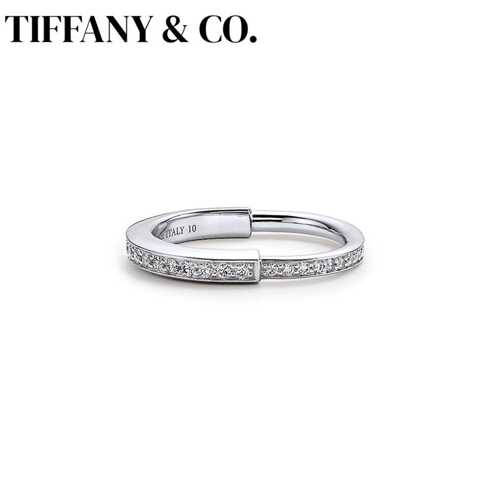 Tiffany Lock Series Rings S925 Sterling Silver Full Diamond