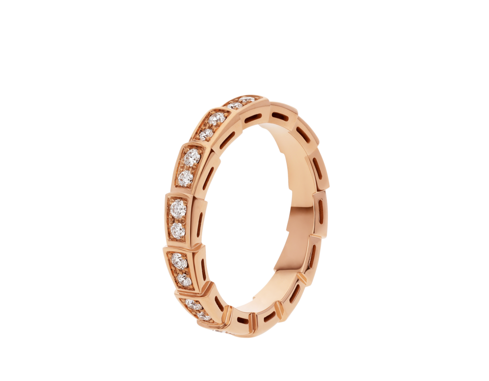 BVLGARI Serpenti Viper Series Rings With Rose Gold fully diamonds