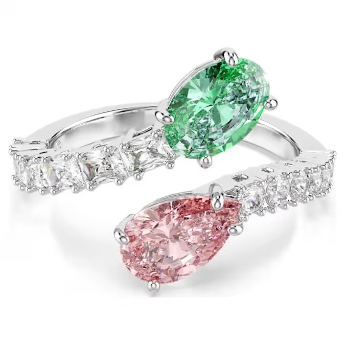 Swarovski Ariana Grande x Swarovski Open Cut Ring with Mixed Cutting, Sparkling Colors, Pure Silver