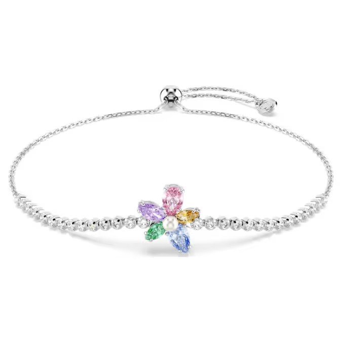 Swarovski Ariana Grande x Swarovski bracelet mixed cut, floral, shimmering, pure silver S925