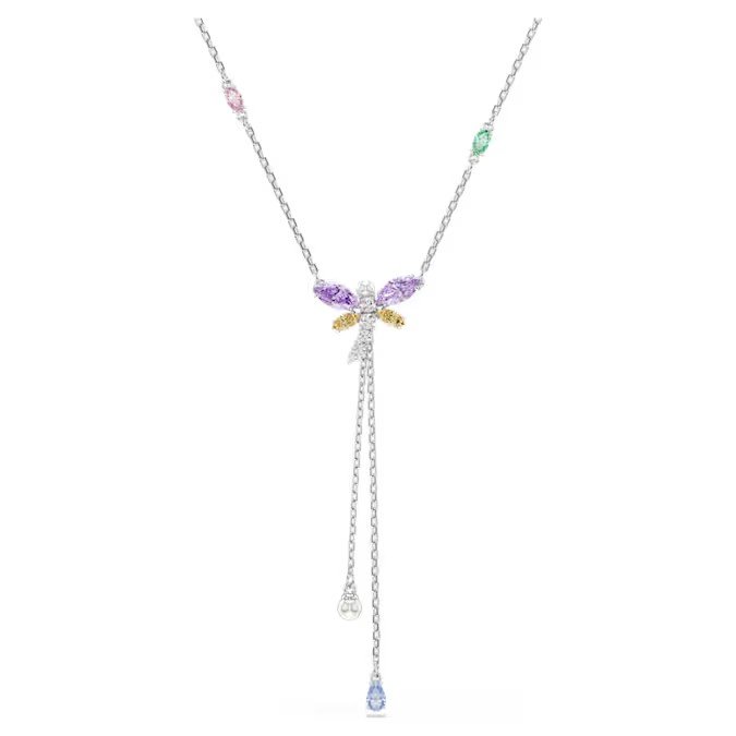 Swarovski Ariana Grande x Swarovski Y-shaped necklace mixed cut, dragonfly, shimmering silver S925