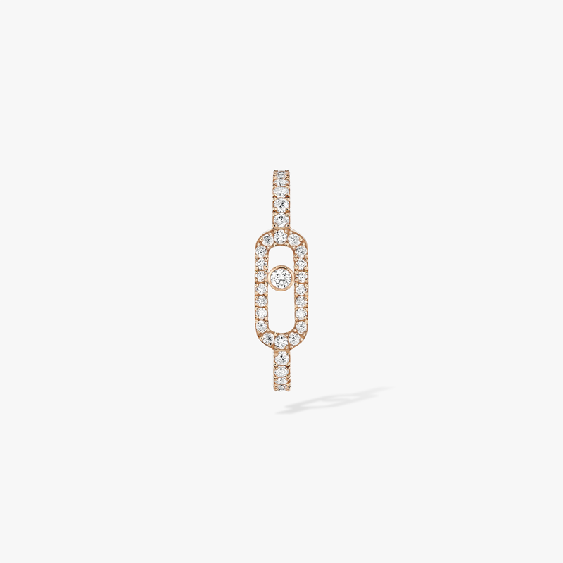 Messika Move Uno Diamond Studded Single-sided Earrings With Rose Gold