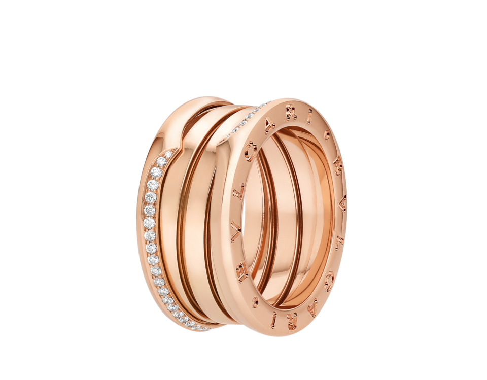 BVLGARI B. Zero1 series rings Rose Gold Half Diamond
