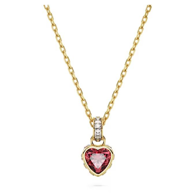 Swarovski Chroma pendant necklace heart-shaped, red, gold finish