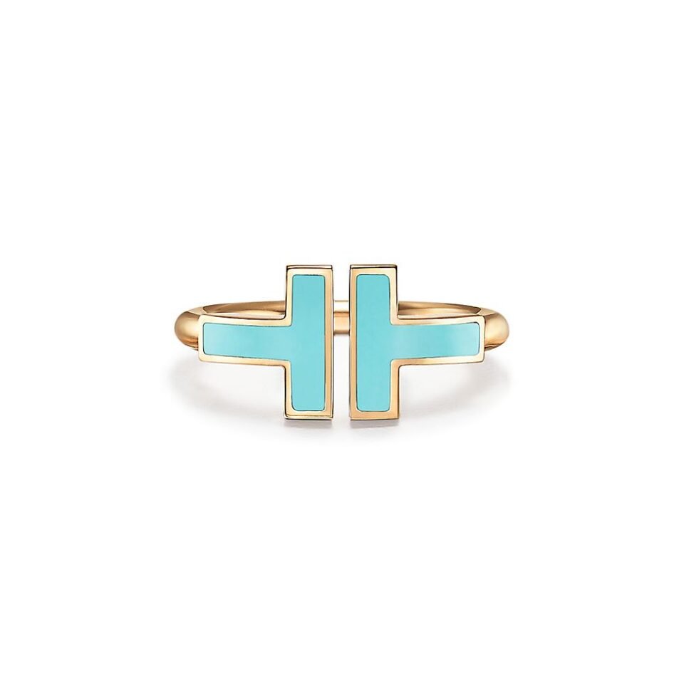 Tiffany T Series Rings Green Stone Coil Ring Gold Inlaid Green Stone Coil Ring
