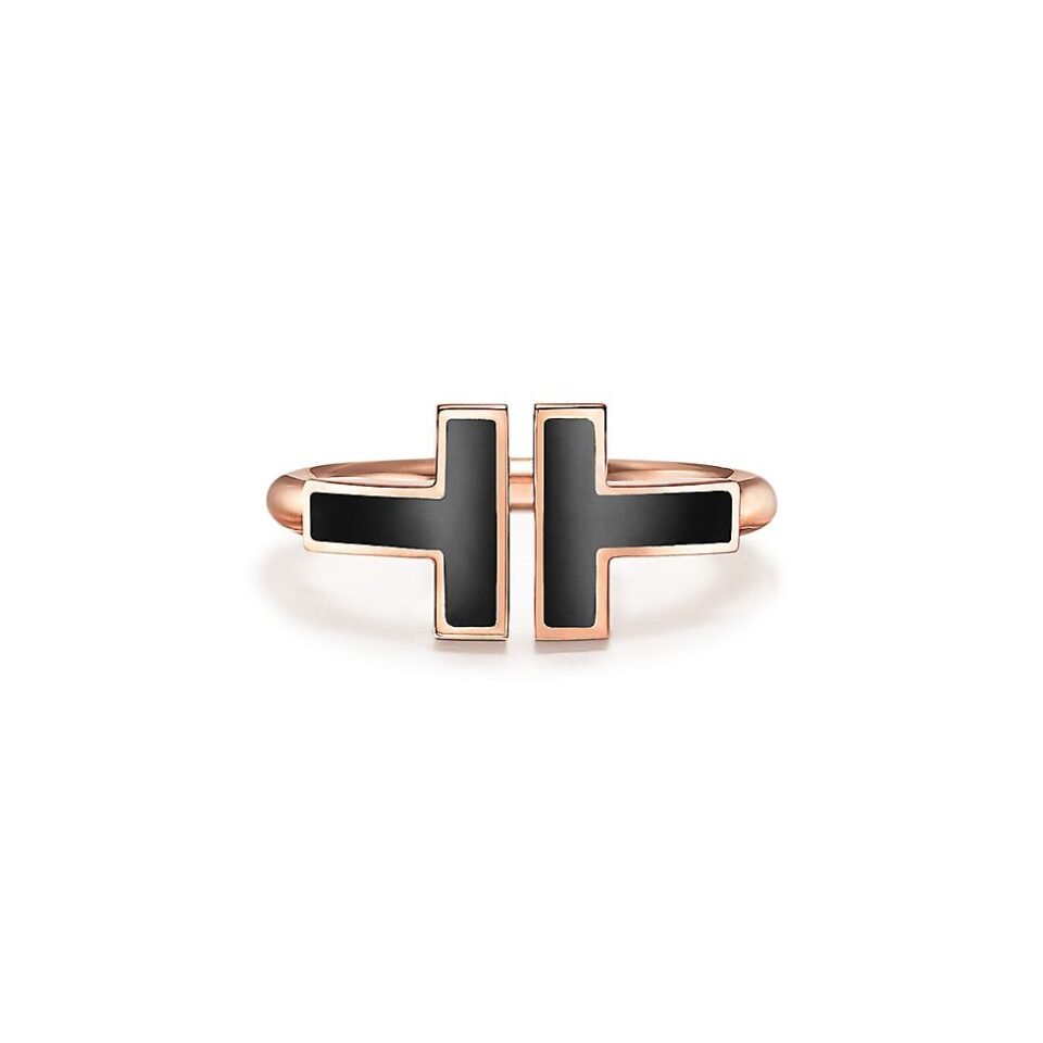Tiffany T Series Black Coil Rings Rose Gold Ring