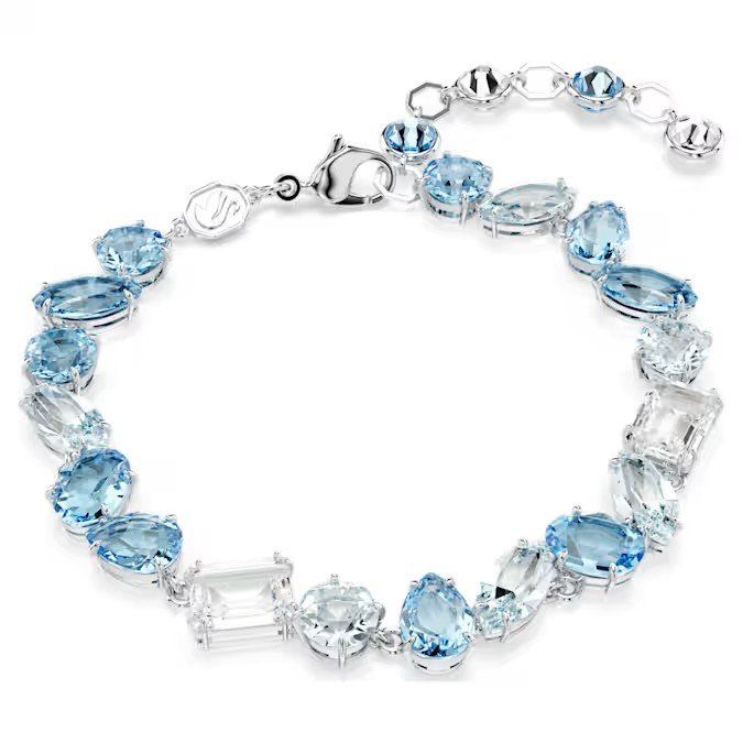 Swarovski Gema bracelet mixed cut, blue, sterling silver