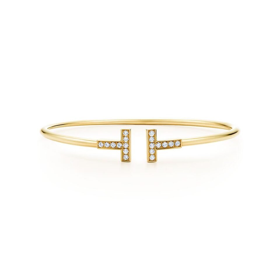 Tiffany T Series Coil Bracelets 18K Gold with Diamonds
