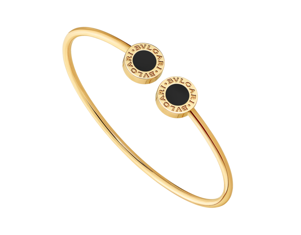 BVLGARI Bangles Round Black Onyx Inlay Open Cuff Bangle