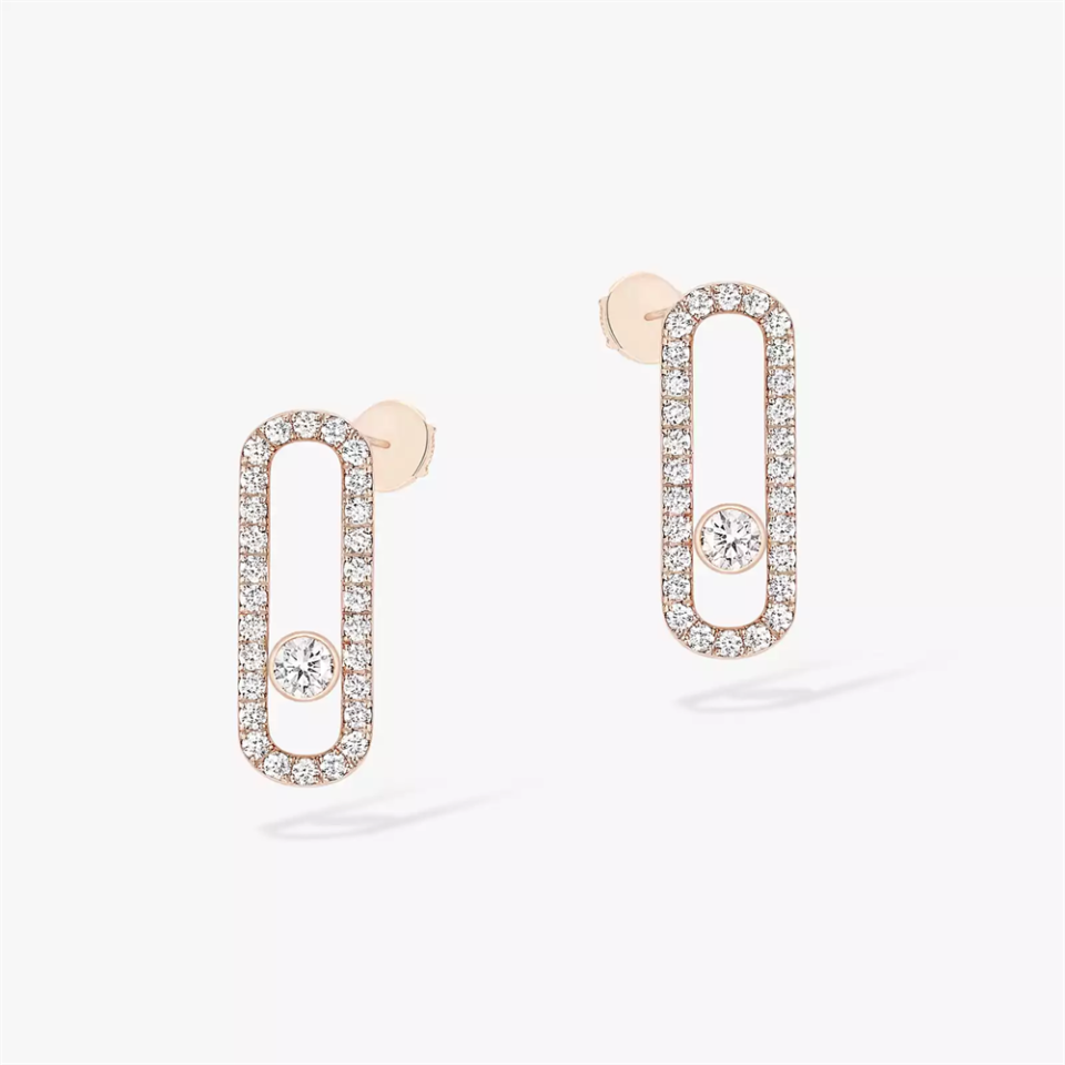 Messika Move Uno Diamond Studded Earrings With Rose Gold