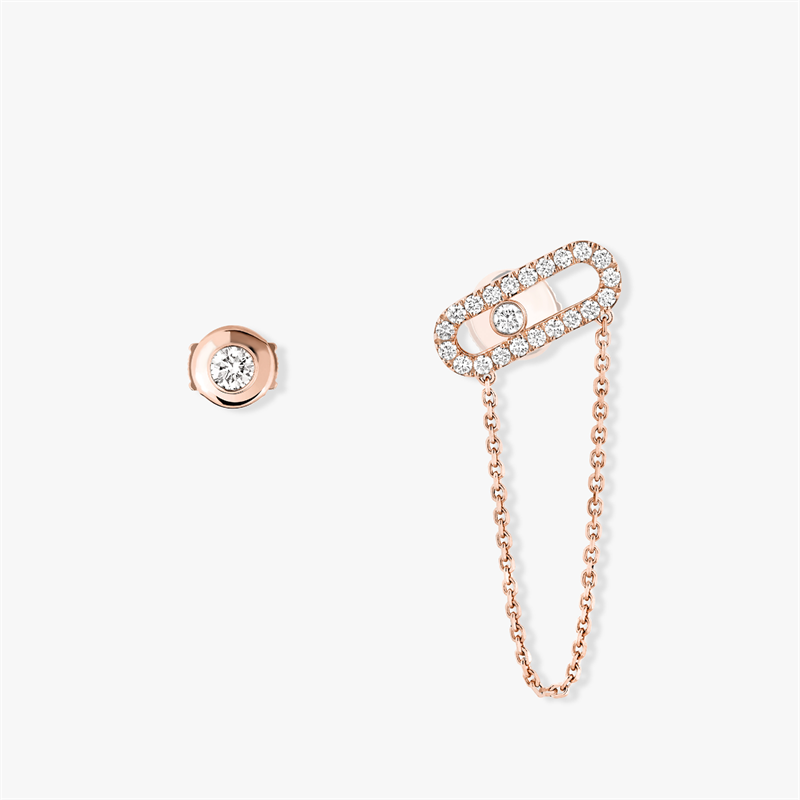 Messika Move Uno Ear Chain and Earrings With Rose Gold