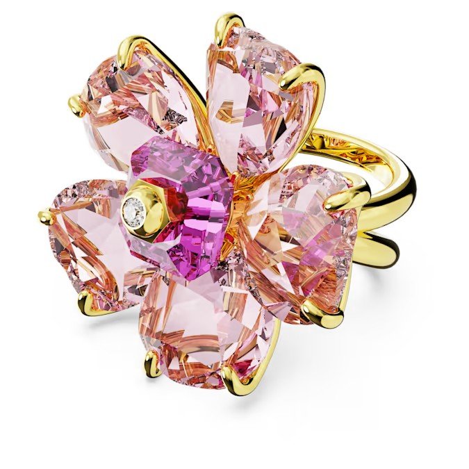 Swarovski Idyllia Personalized Ring Flower, Pink, Gold Finish