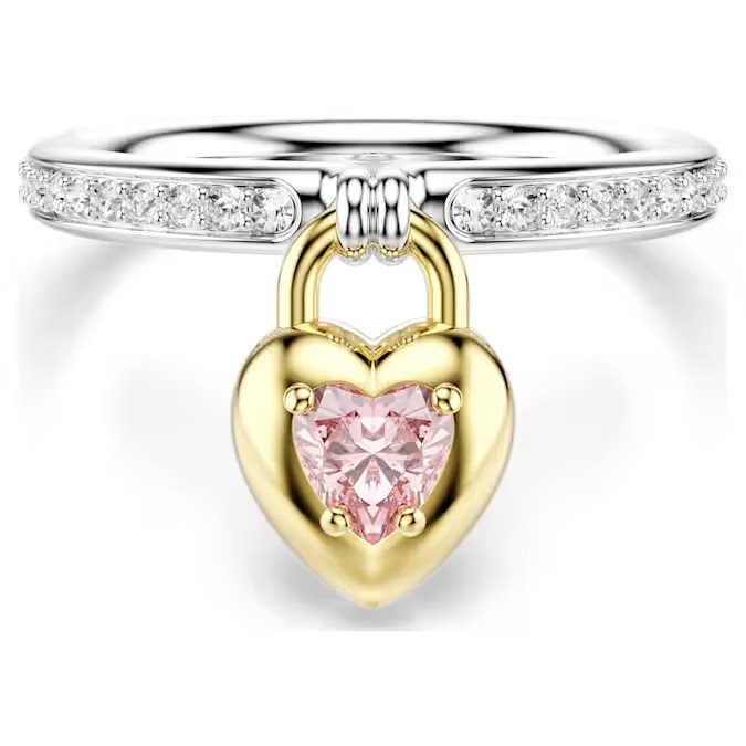 Swarovski Idyllia ring pattern mixed cut, heart-shaped, pink, mixed metal embellishment