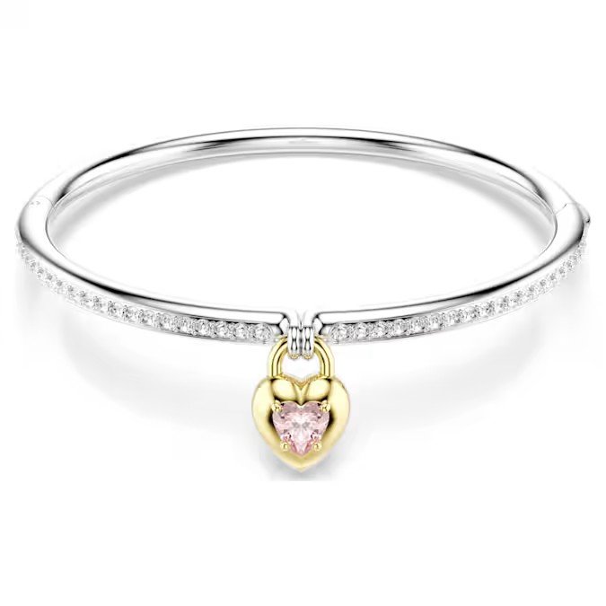 Swarovski Idyllia bracelet mixed cut, heart-shaped, pink, mixed metal embellishment