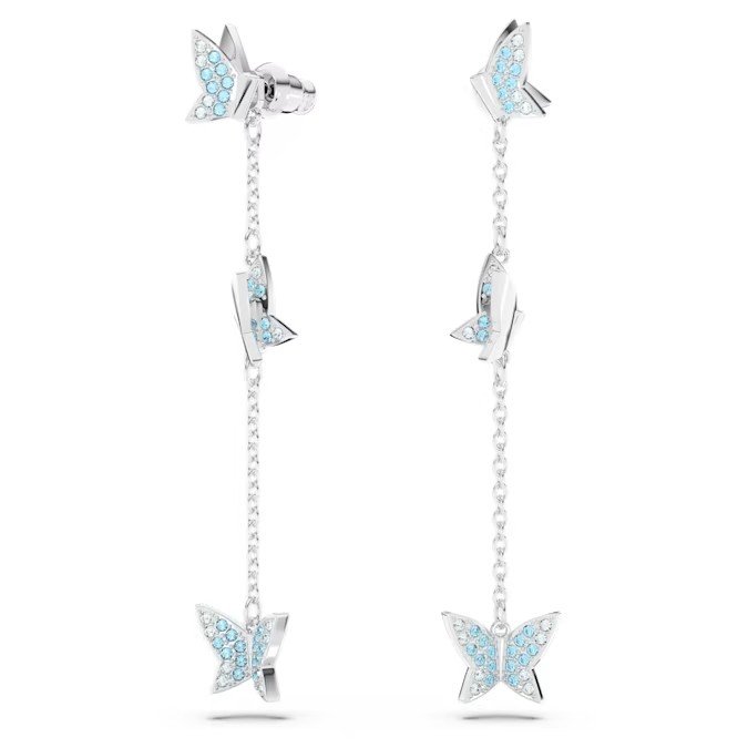 Swarovski Idyllia Lilia teardrop shaped earrings butterfly, blue, sterling silver S925