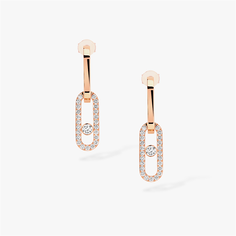 Messika Move Link Series Gold Diamond Earrings With Rose Gold