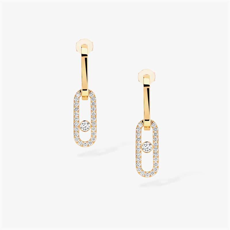Messika Move Link Series Gold Diamond Earrings With Gold