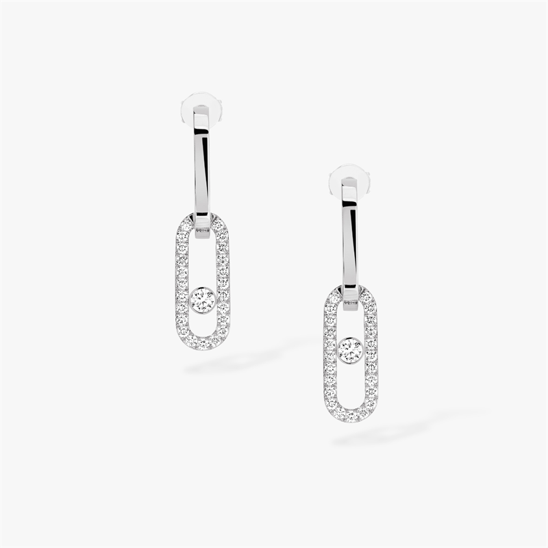 Messika Move Link Series Gold Diamond Earrings With 925 Sterling Silver