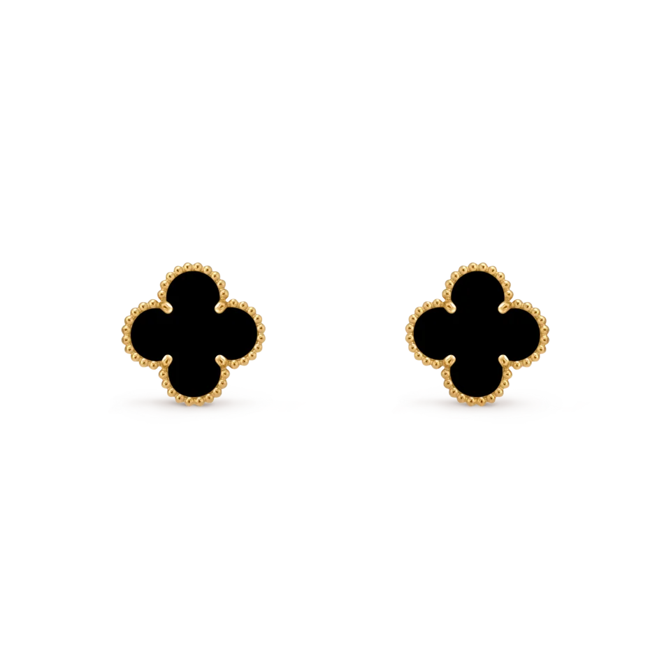 Van Cleef&Arpels Vintage Alhambra Earrings Gold Onyx