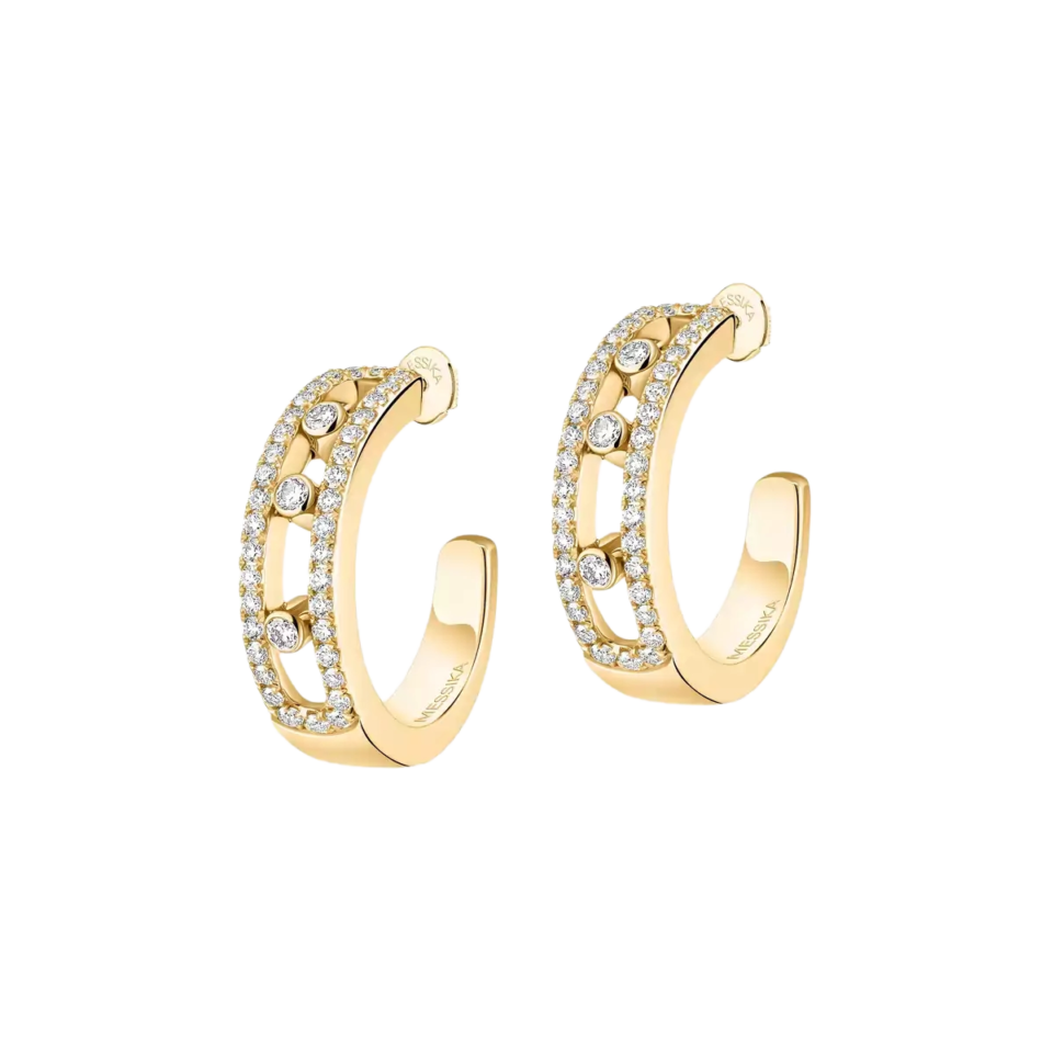 Messika Move Diamond Studded Circle Eearrings With Gold