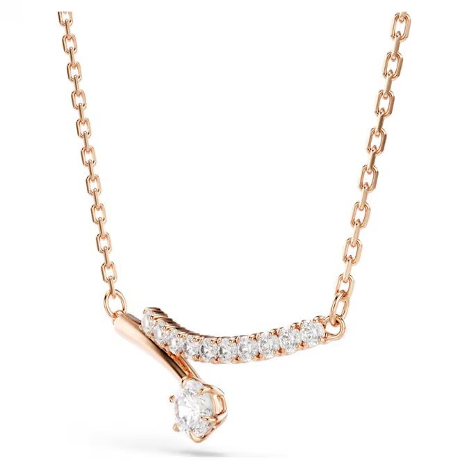 Swarovski Matrix necklace with circular cut, white, rose gold finish