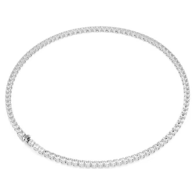Swarovski Matrix Tennis necklace with circular cut, white sterling silver S925
