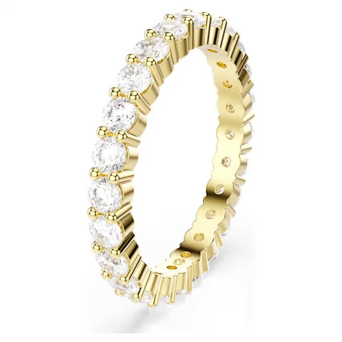Swarovski Matrix Vittore Ring Round Cut, White, Gold Finish