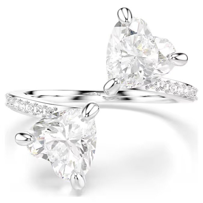 Swarovski Mesmera Open Ring Heart Cut, Inlay, White, Solid Silver S925