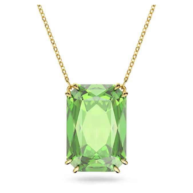 Swarovski Millenia pendant necklace with octagonal cut, green, gold finish