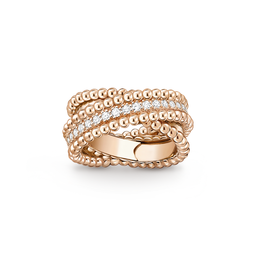 Van Cleef&Arpels Perl é e diamonds duo ring rose gold